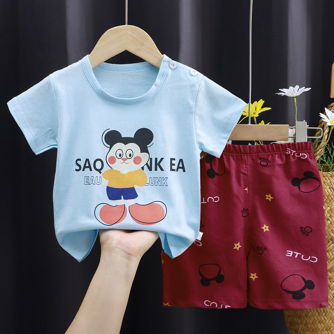 2-Piece Baby Short-Sleeve Outfit Set with T-Shirt and Shorts | Soft Cotton Outdoor Wear for Boys and Girls - Image 25