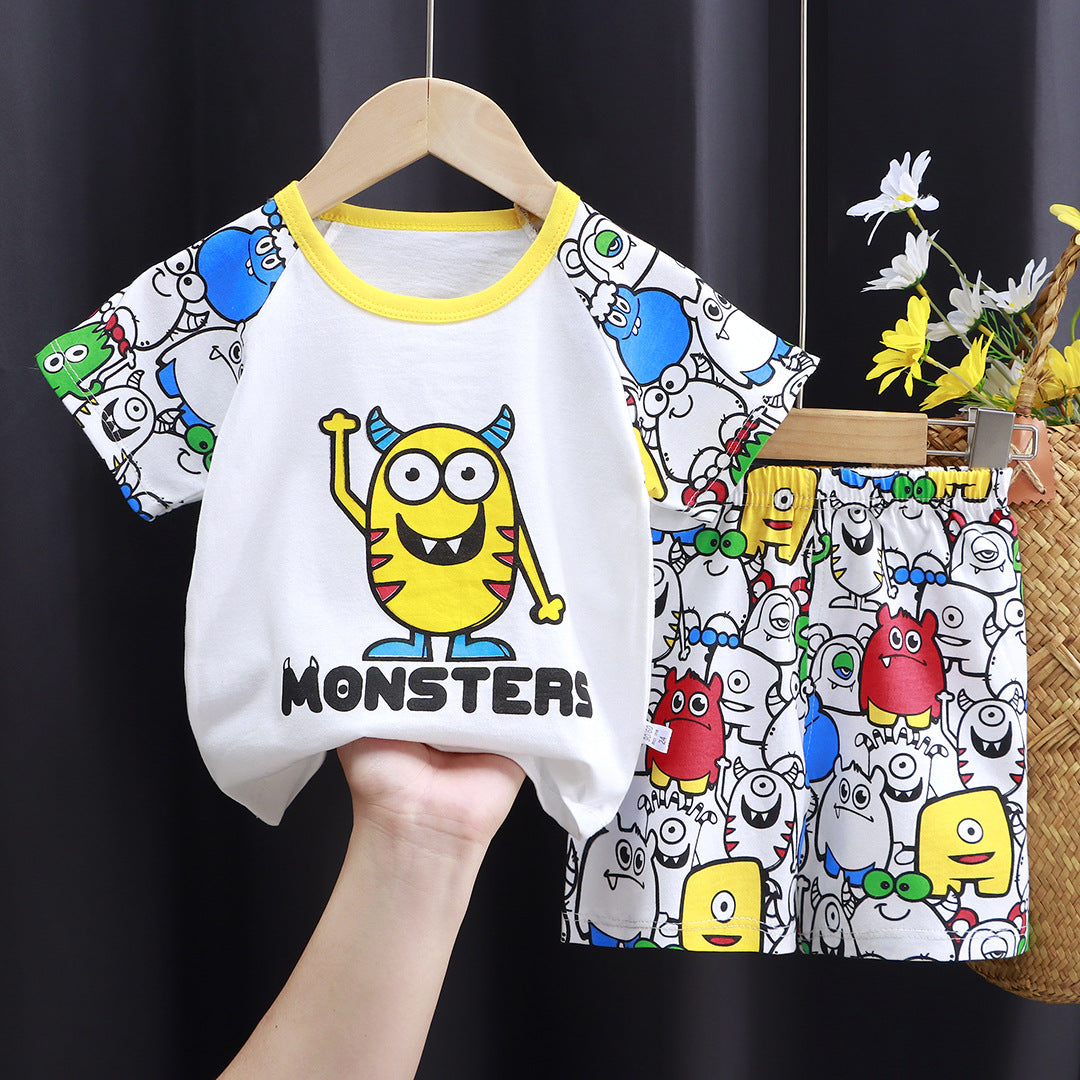 2-Piece Baby Short-Sleeve Outfit Set with T-Shirt and Shorts | Soft Cotton Outdoor Wear for Boys and Girls - Image 5