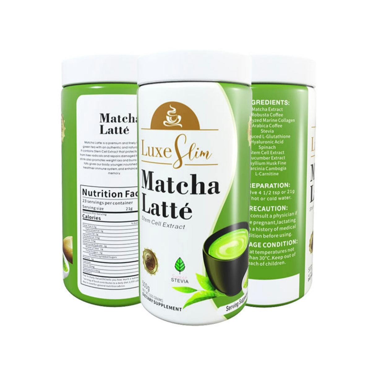 LuxeSlim Matcha Latte Powder with Stem Cell Extract (500 grams) | Matcha Powder for Weight Management