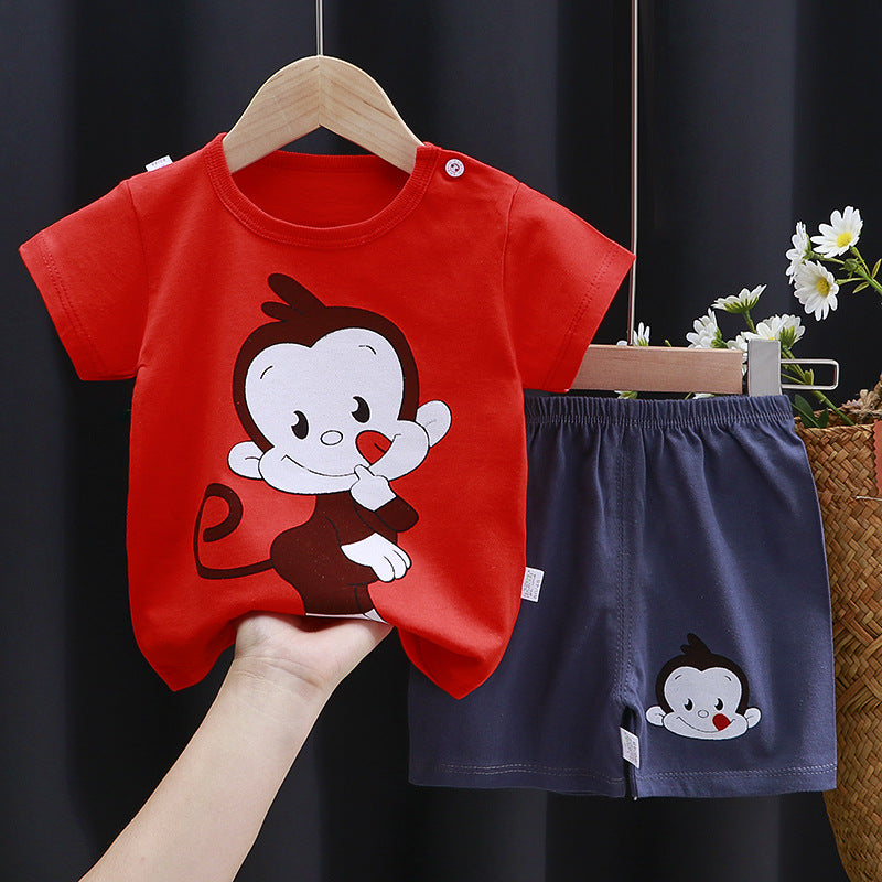 2-Piece Baby Short-Sleeve Outfit Set with T-Shirt and Shorts | Soft Cotton Outdoor Wear for Boys and Girls - Image 9