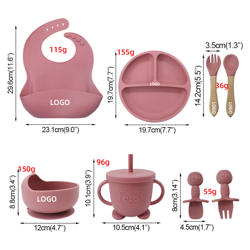 5-Piece Silicone Baby Weaning and Feeding Set with Bib, Plate, Bowl, Training Spoon, and Training Fork (6 months - 3 years) | Baby Feeding Essentials Set - Image 15
