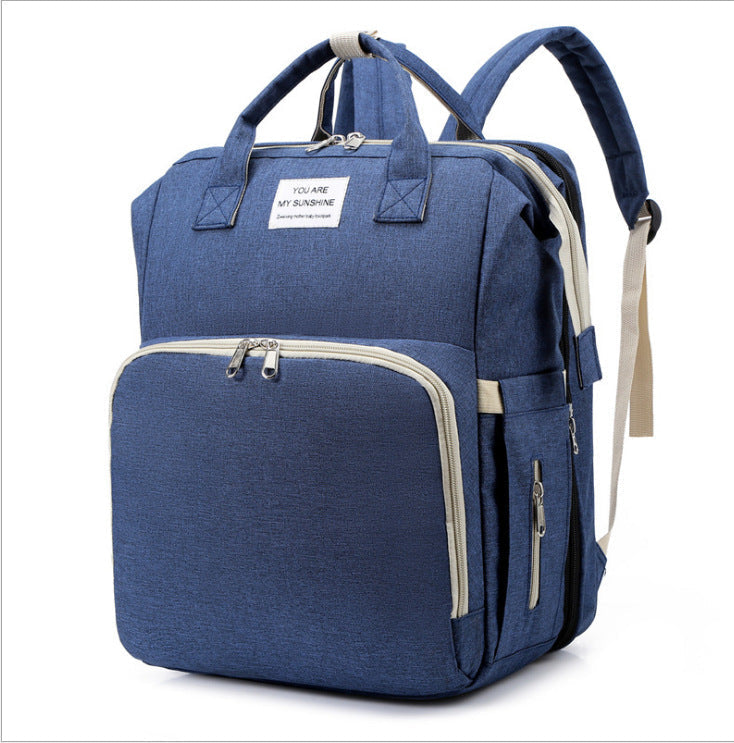 3-in-1 Convertible Diaper Bag Backpack with Crib, Changing Mat and Bottle Pockets | Mummy Bag with Built-in Foldable Bed - Image 27