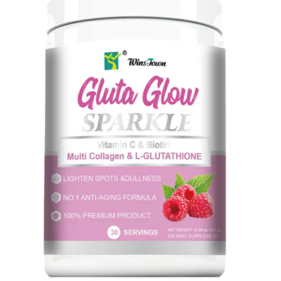 Gluta Glow Sparkle Powder with Multi-Collagen, L-Glutathione, and Vitamin C (300 grams, 30 servings)