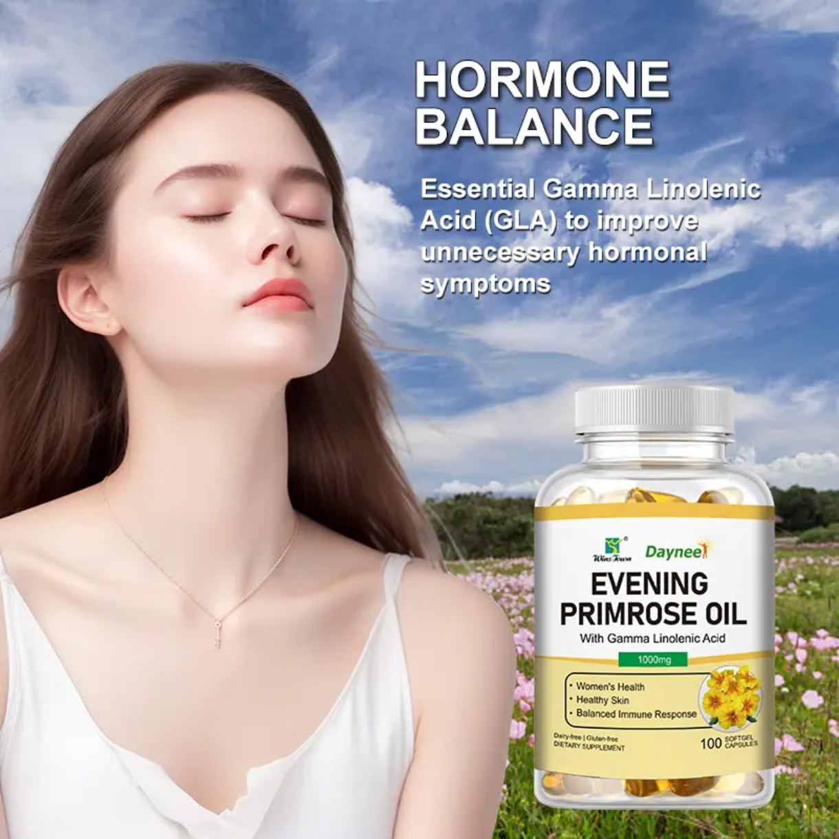 Evening Primrose Oil Capsules | Dietary Supplement for Women's Health, Skin, Immunity, and Hormonal Balance - Image 3