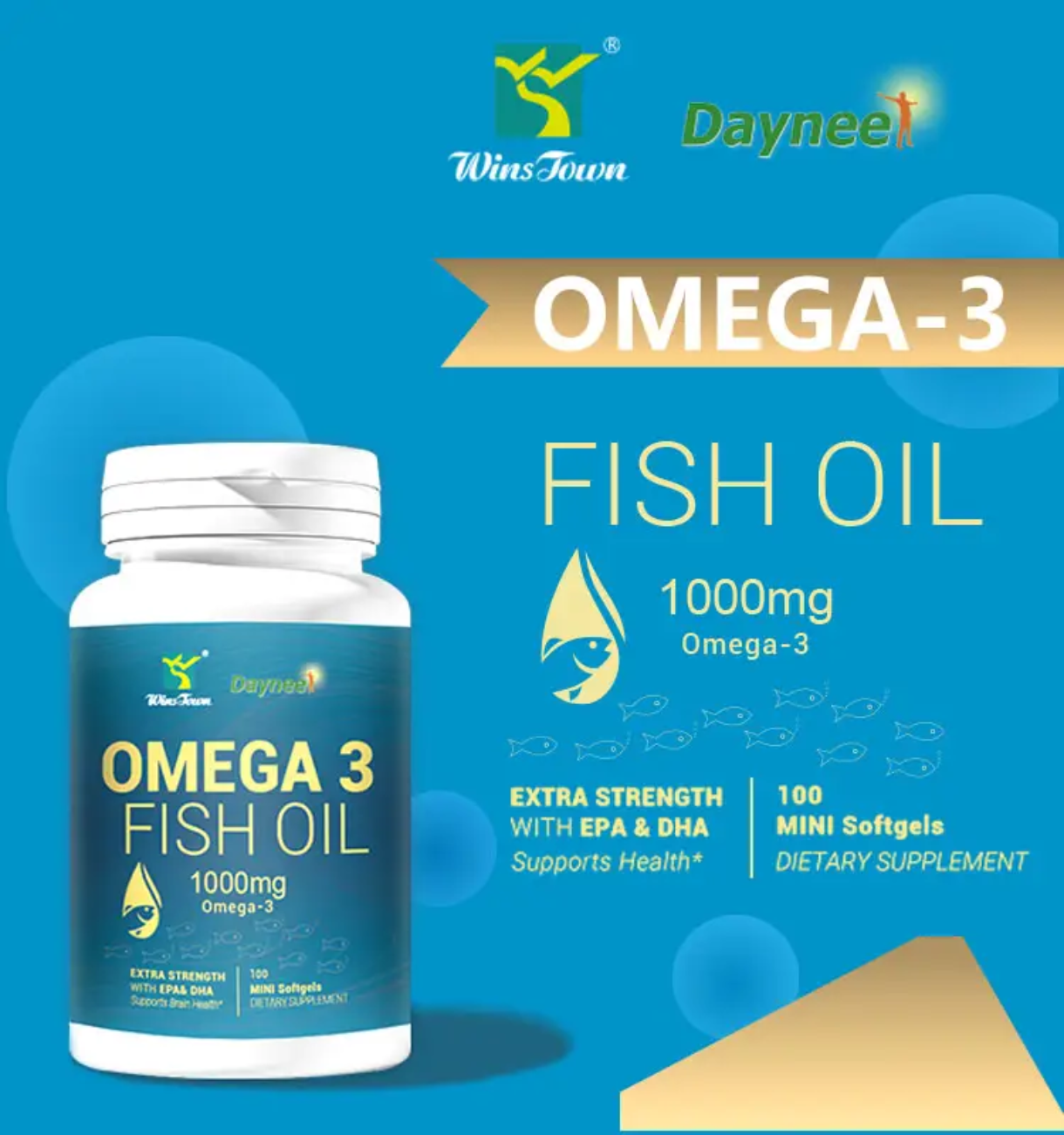 Omega-3 Fish Oil Capsule with EPA and DHA (100 softgels, 1000mg) | Dietary Supplement for Cardiovascular, Brain, Eye, Skin, Mood, and Inflammation - Image 4