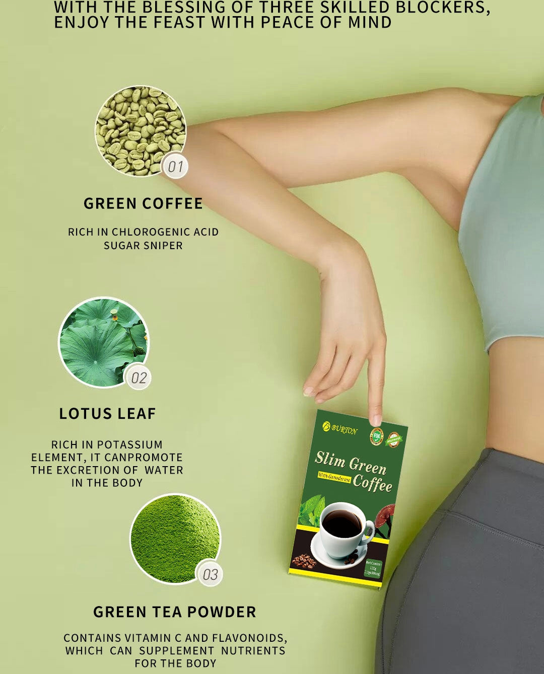 BURION Slim Green Coffee with Ganoderma (10 sachets) | Instant Coffee for Weight Loss, Appetite Control, Bloating, and Metabolism - Image 6