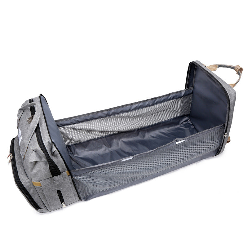 3-in-1 Convertible Diaper Bag Backpack with Crib, Changing Mat and Bottle Pockets | Mummy Bag with Built-in Foldable Bed - Image 33