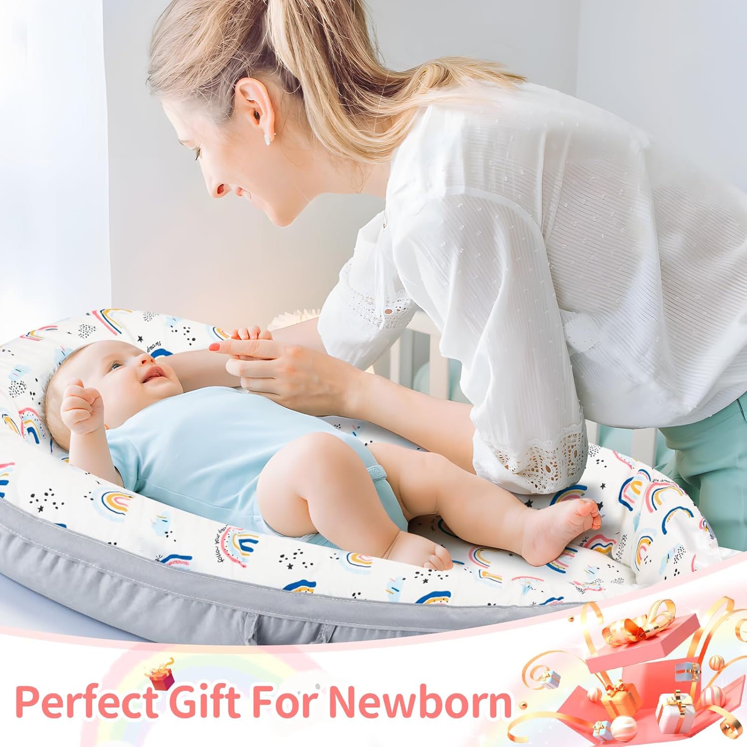Portable Baby Nest Bed for Newborns (0-18 months old, 90*50cm size) | Travel-Friendly Baby Lounger and Co-Sleeper Bed - Image 2
