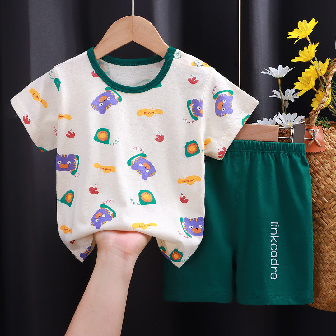 2-Piece Baby Short-Sleeve Outfit Set with T-Shirt and Shorts | Soft Cotton Outdoor Wear for Boys and Girls - Image 41