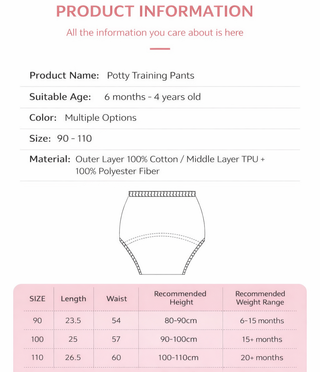 Leak-Proof Baby Potty Training Pants | Reusable Toddler Training Underwear - Image 12