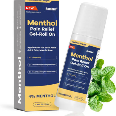 Menthol Pain Relief Gel-Roll On (4% Menthol, 74ml) | Topical Gel for Nerve, Muscle, Neck, Shoulder, Knee, and Back Pain Relief