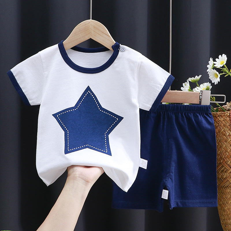 2-Piece Baby Short-Sleeve Outfit Set with T-Shirt and Shorts | Soft Cotton Outdoor Wear for Boys and Girls - Image 29