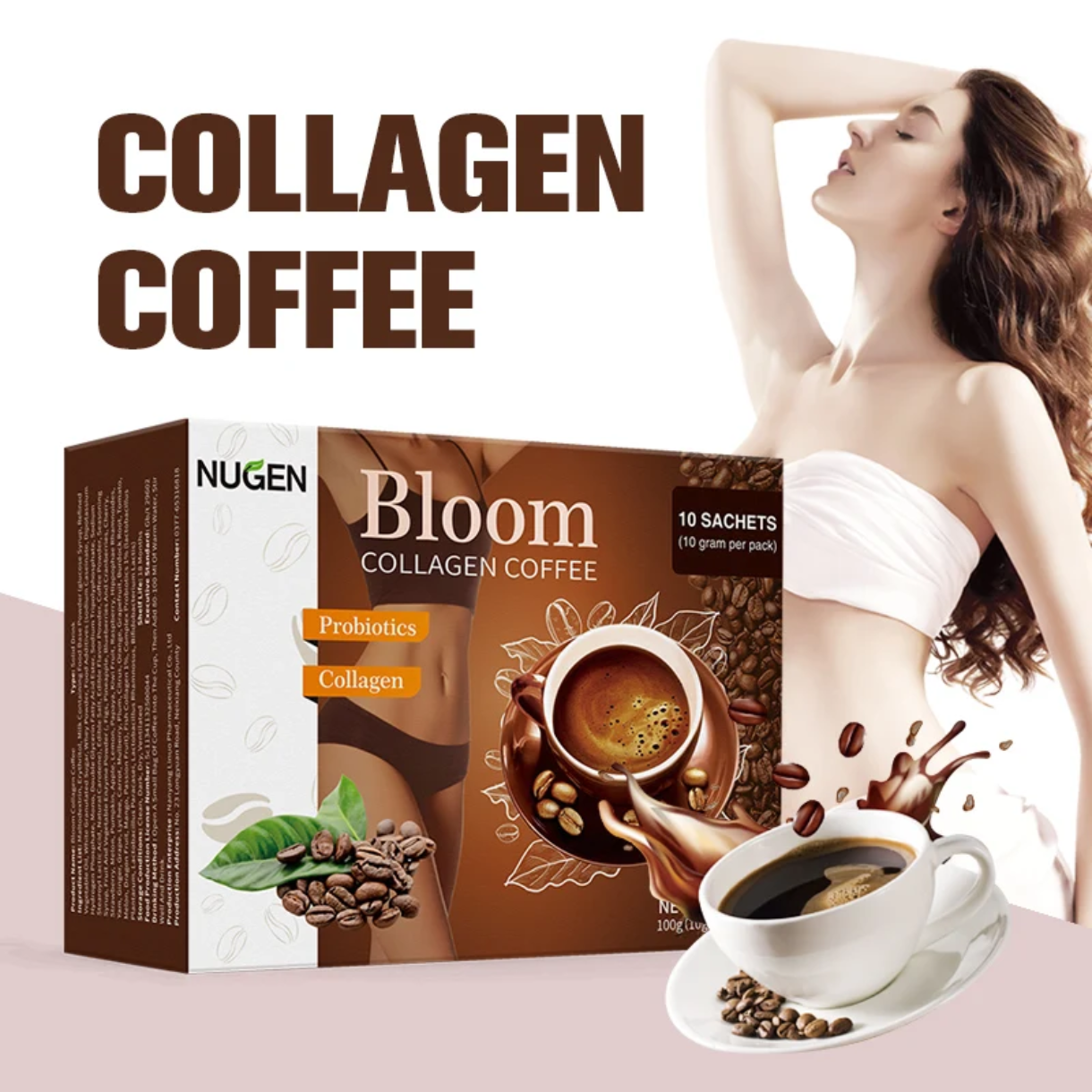 NUGEN Bloom Collagen Coffee Powder with Probiotics (10g×10 sachets) - Image 7