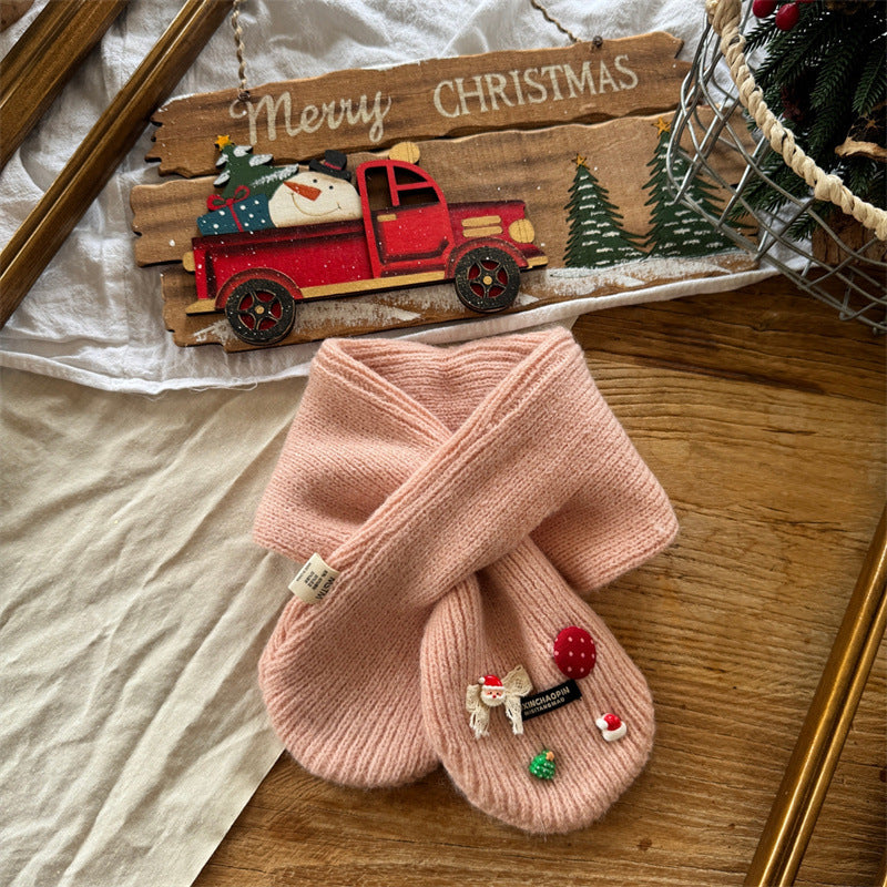 Cute Baby Knit Scarf with Cherry Decor (6 months - 6 years old) | Baby Cross Neck Warmer - Image 17