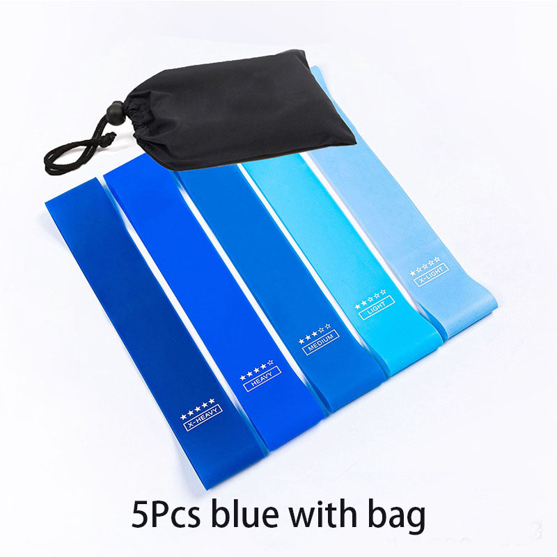 5-in-1 Resistance Loop Bands with Free Pouch (5 pieces — X-Light, Light, Medium, Heavy, and X-Heavy)