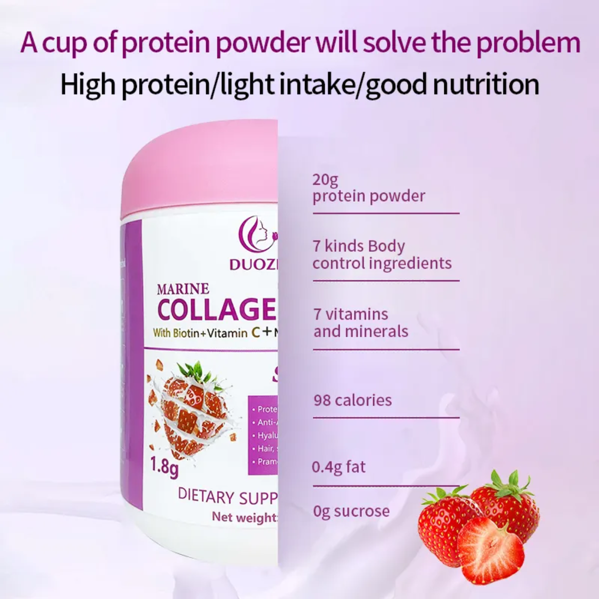 DUOZI Marine Collagen Powder with Biotin, Vitamin C, and Melatonin (508g size) - Image 2
