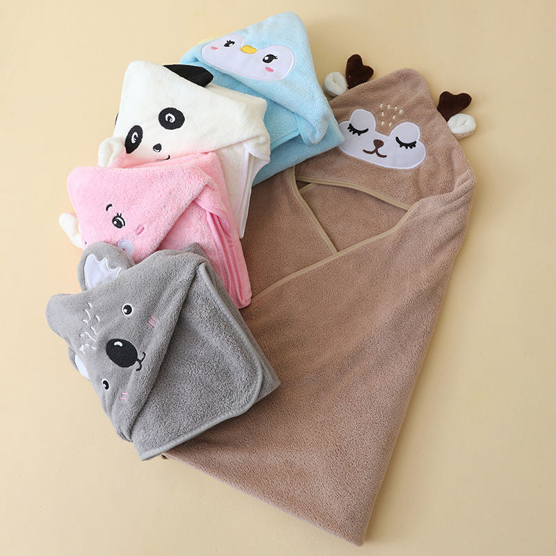 Ultra-Soft and Absorbent Baby Hooded Towel with Cute Animal Design | Baby Wrap Towel with Hood - Image 49
