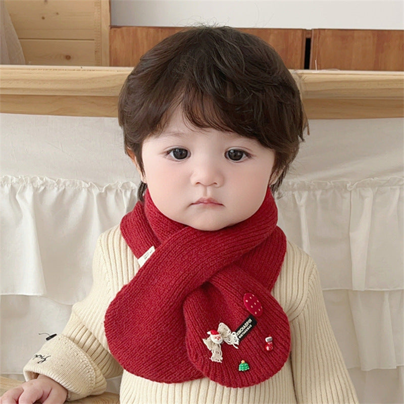 Cute Baby Knit Scarf with Cherry Decor (6 months - 6 years old) | Baby Cross Neck Warmer