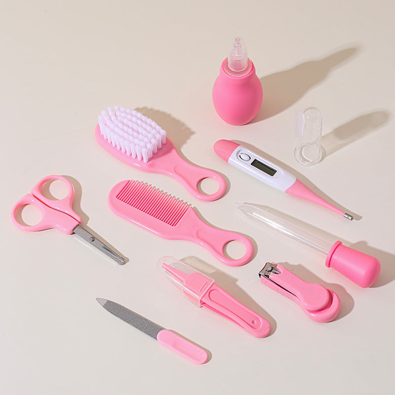 10-Piece Baby Care and Grooming Kit with Hair Brush, Comb, Nasal Aspirator, Digital Thermometer, Nail Scissors, Nail Clipper, Medicine Dropper, Nail File, Nose Tweezer, and Nail Clipper Cover - Image 2