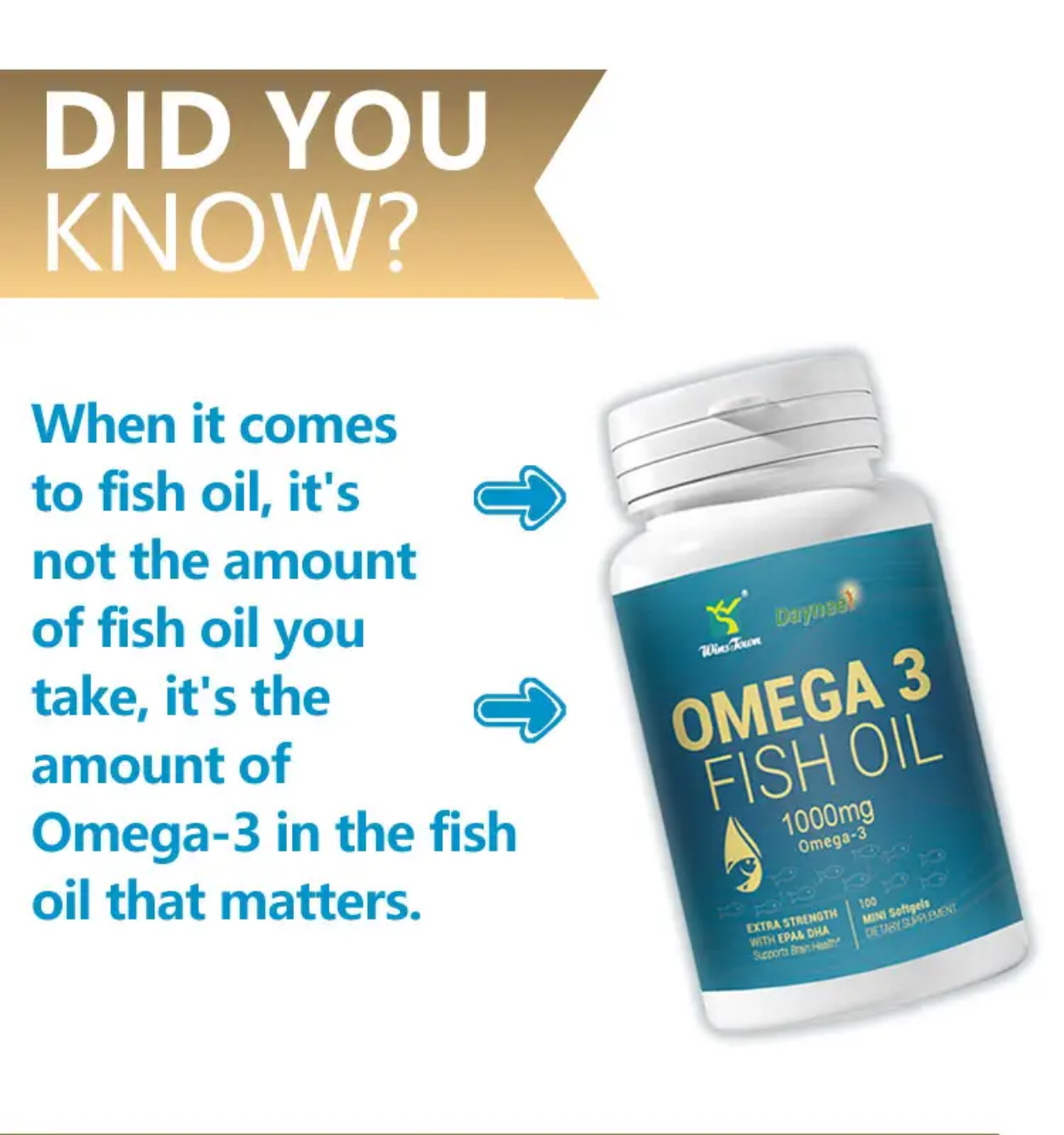 Omega-3 Fish Oil Capsule with EPA and DHA (100 softgels, 1000mg) | Dietary Supplement for Cardiovascular, Brain, Eye, Skin, Mood, and Inflammation - Image 5