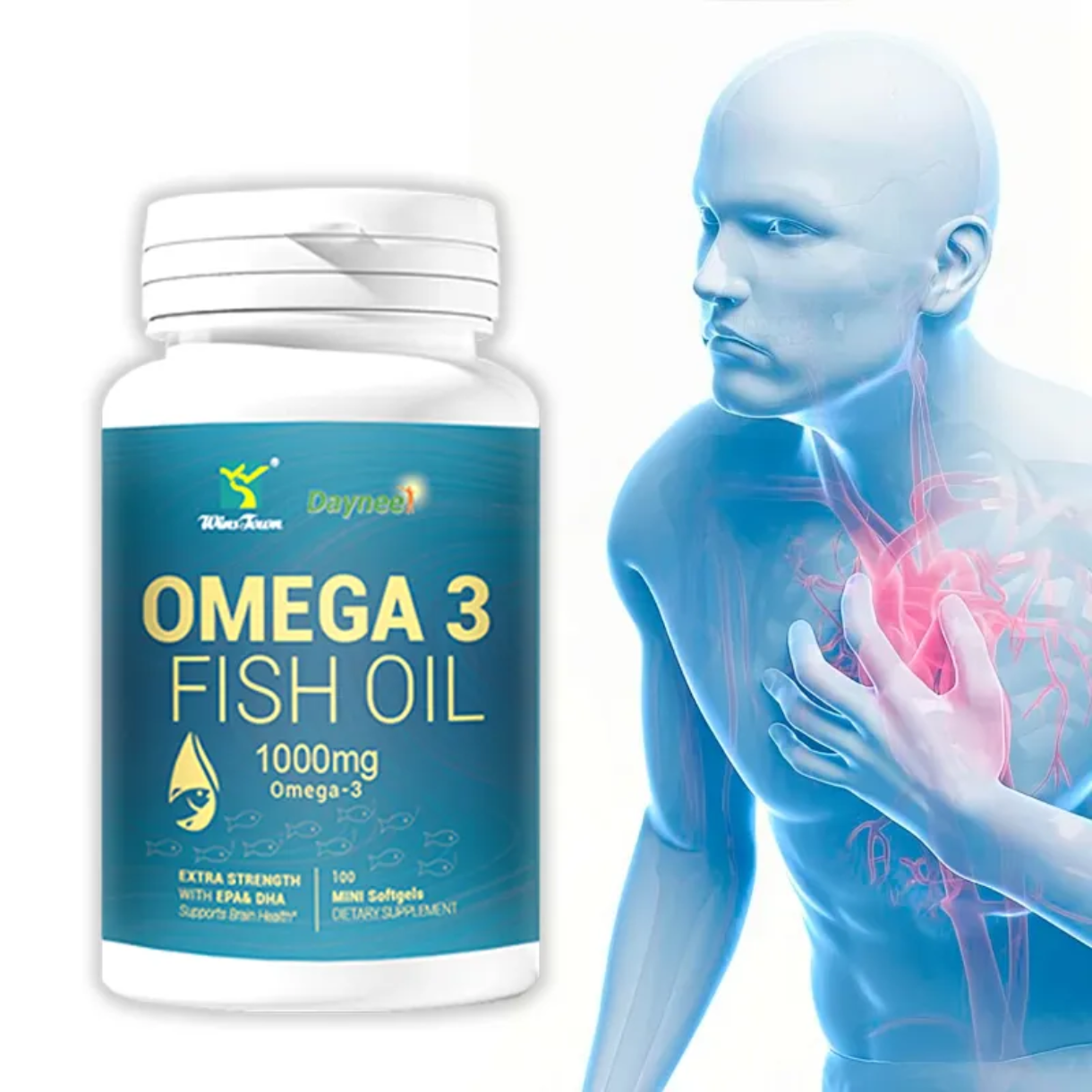 Omega-3 Fish Oil Capsule with EPA and DHA (100 softgels, 1000mg) | Dietary Supplement for Cardiovascular, Brain, Eye, Skin, Mood, and Inflammation - Image 10
