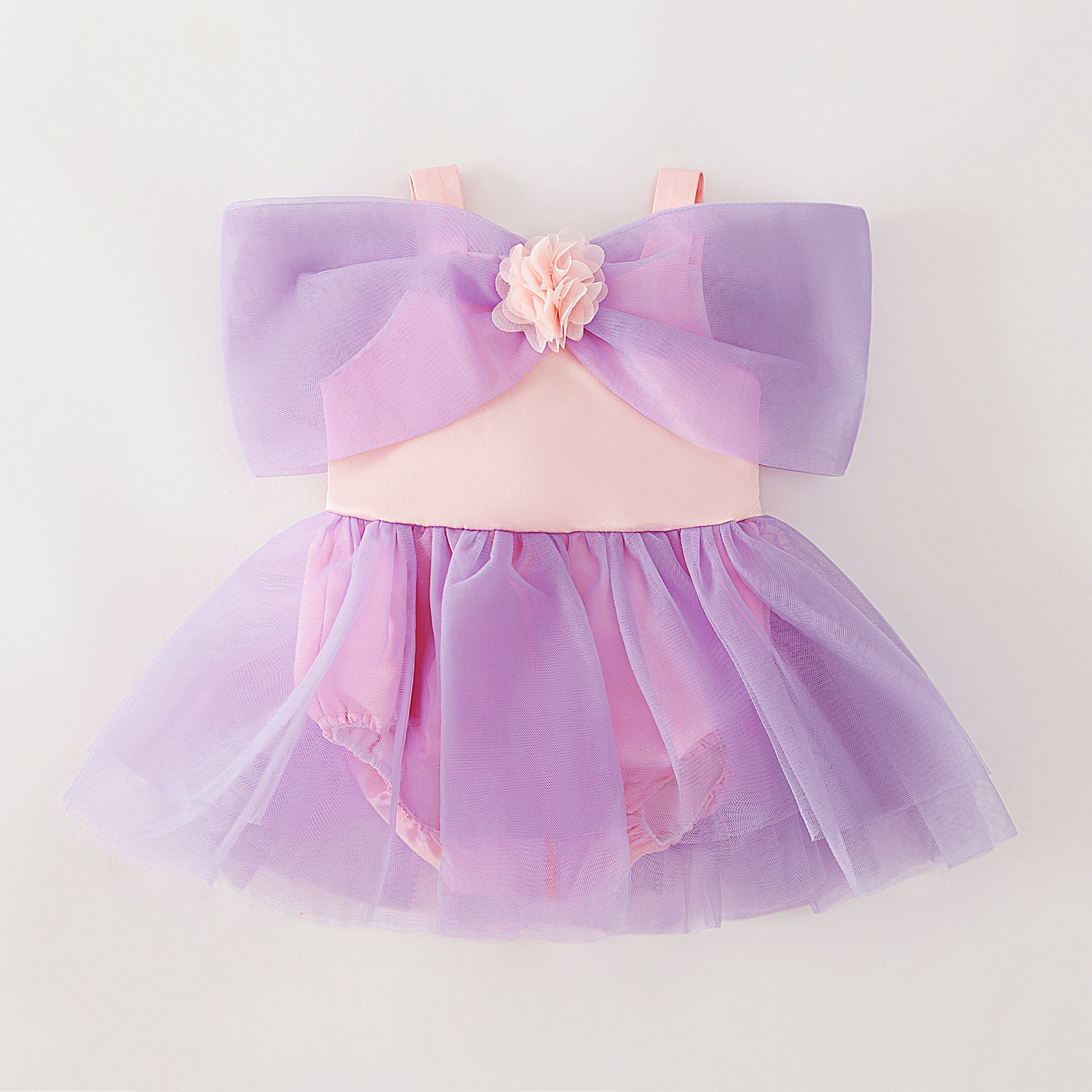 Adorable Baby Girl Romper Dress with Cute Shoulder Bow (1-12 months) | Special Occasion Baby Tutu Romper Dress - Image 6