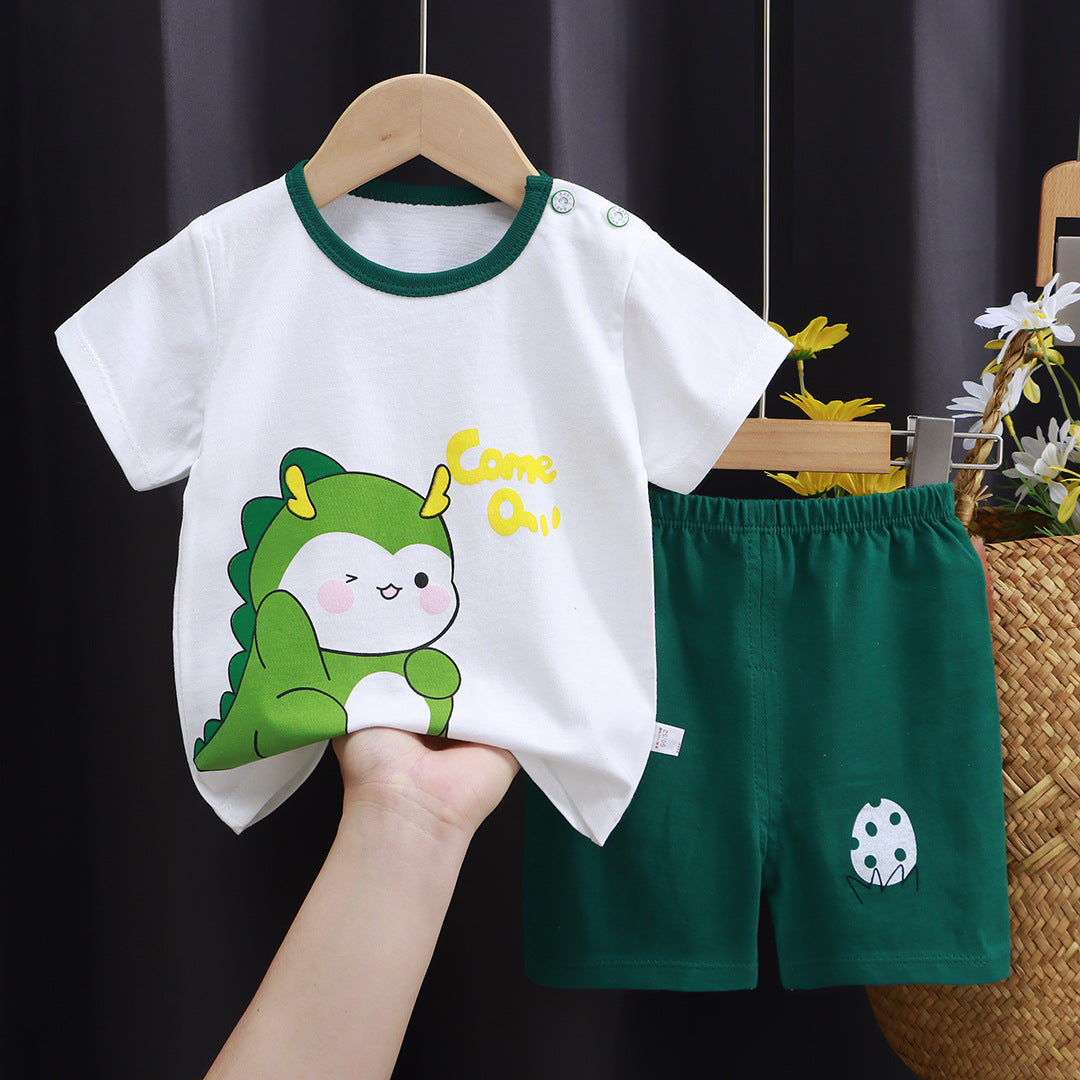2-Piece Baby Short-Sleeve Outfit Set with T-Shirt and Shorts | Soft Cotton Outdoor Wear for Boys and Girls - Image 16
