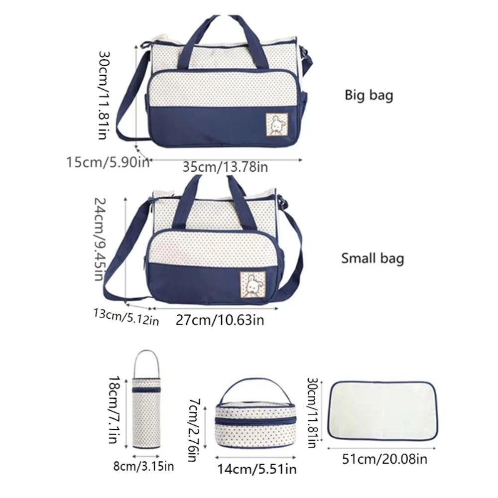 5-in-1 Diaper Bag Set with Large Bag, Small Bag, Bottle Bag, Food Bag, and Diaper Changing Pad - Image 22