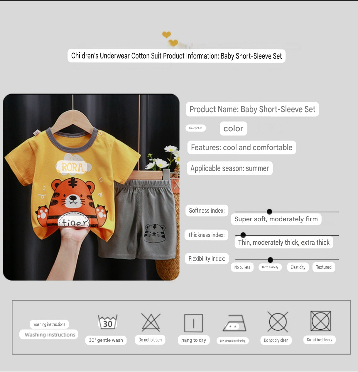 2-Piece Baby Short-Sleeve Outfit Set with T-Shirt and Shorts | Soft Cotton Outdoor Wear for Boys and Girls - Image 54