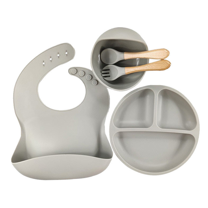 5-Piece Silicone Baby Weaning and Feeding Set with Bib, Plate, Bowl, Training Spoon, and Training Fork (6 months - 3 years) | Baby Feeding Essentials Set - Image 13