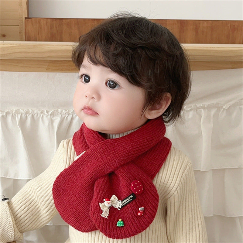 Cute Baby Knit Scarf with Cherry Decor (6 months - 6 years old) | Baby Cross Neck Warmer - Image 7