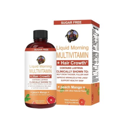 Liquid Morning Multivitamin with Lustriva (450ml) | Dietary Supplement for Hair Growth, Skin Health, Thick Hair, and Wrinkles
