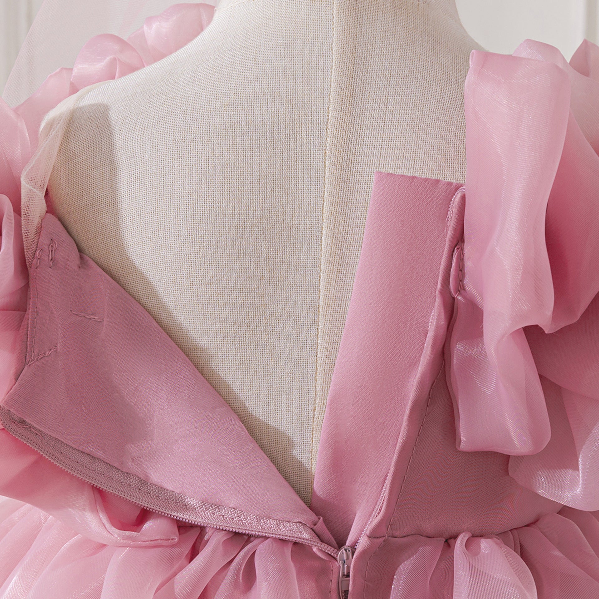 Elegant Baby Princess Dress with Ruffled Sleeves, Bow, and Pearl Waist Trim (6-18 months) | Special Occasion Ball Gown for Baby Girls - Image 35