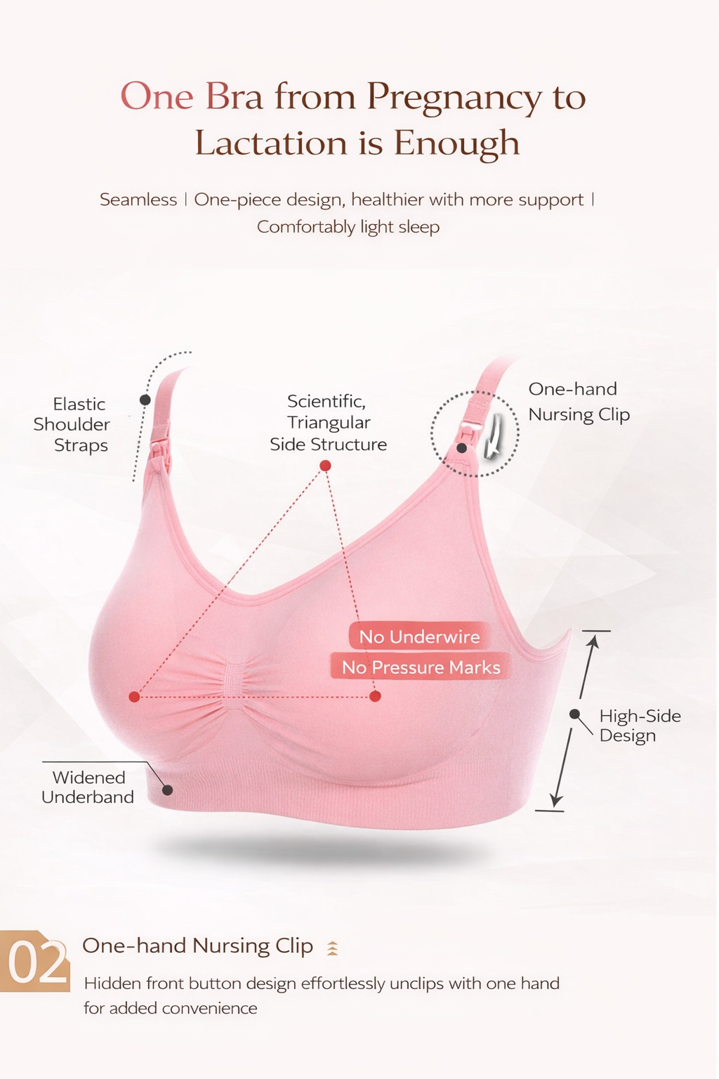 Seamless Maternity and Nursing Bra with Clip-Down Straps and Removable Pads | Comfortable Pregnancy and Breastfeeding Bra - Image 3