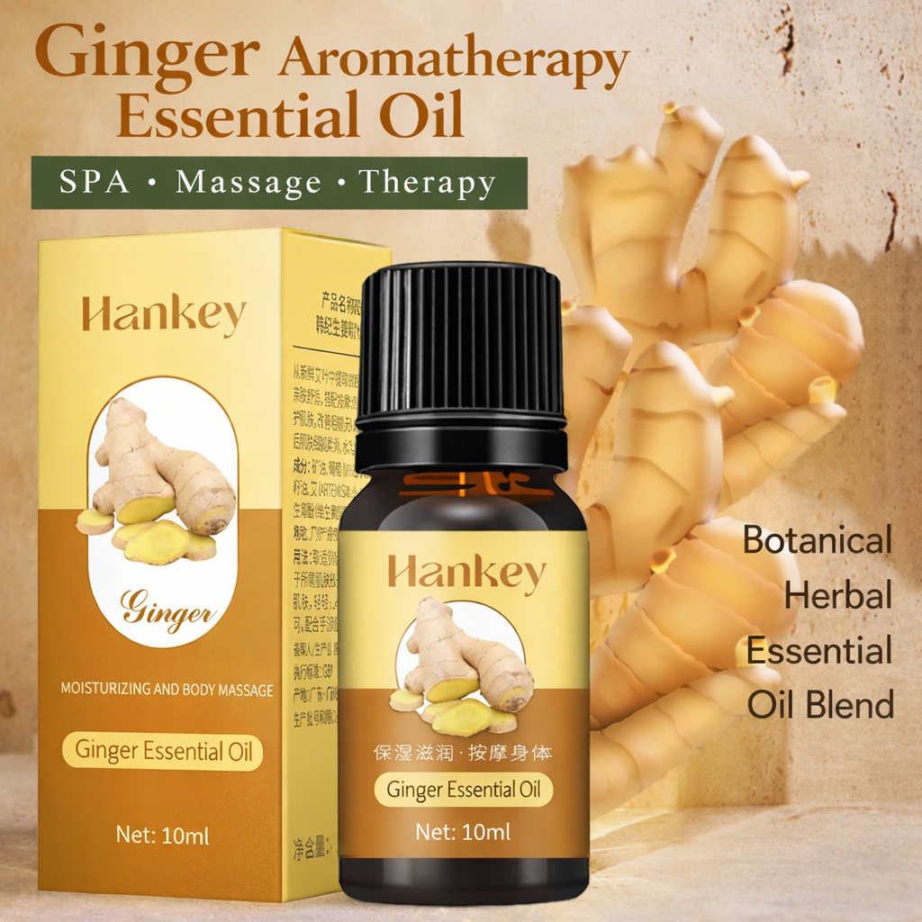 HANKEY Ginger Essential Oil for Massage and Aromatherapy (10ml) | Relaxing, Moisturizing and Elasticity Essential Oil - Image 2