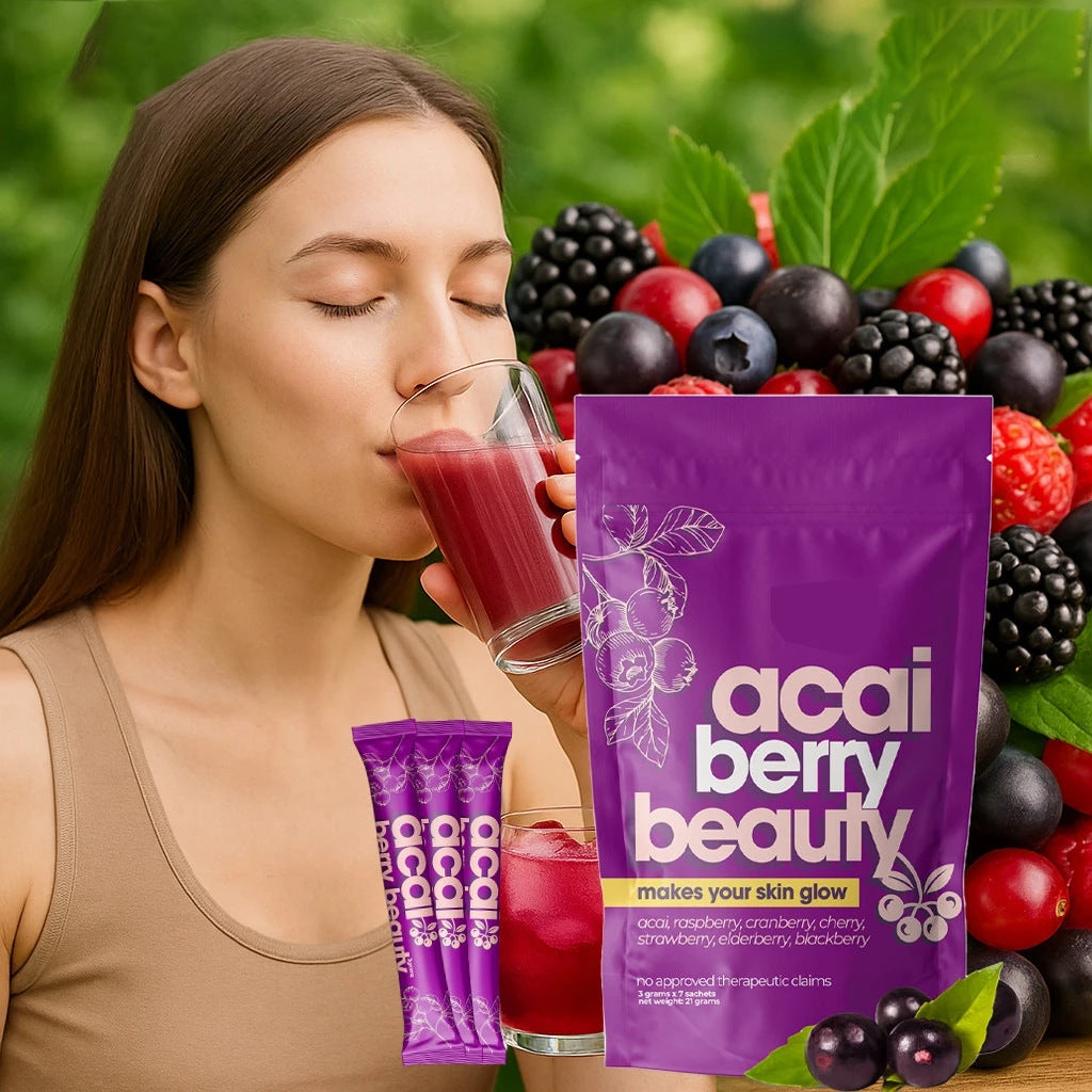 Acai Berry Beauty Drink with Raspberry, Cranberry, Cherry, Strawberry, Elderberry, and Blackberry (5g×7 sachets) - Image 4