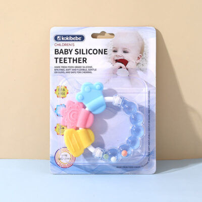 BPA-Free Baby Silicone Teether (3+ months) | Baby Teether Ring for Gum Massage and Comfort