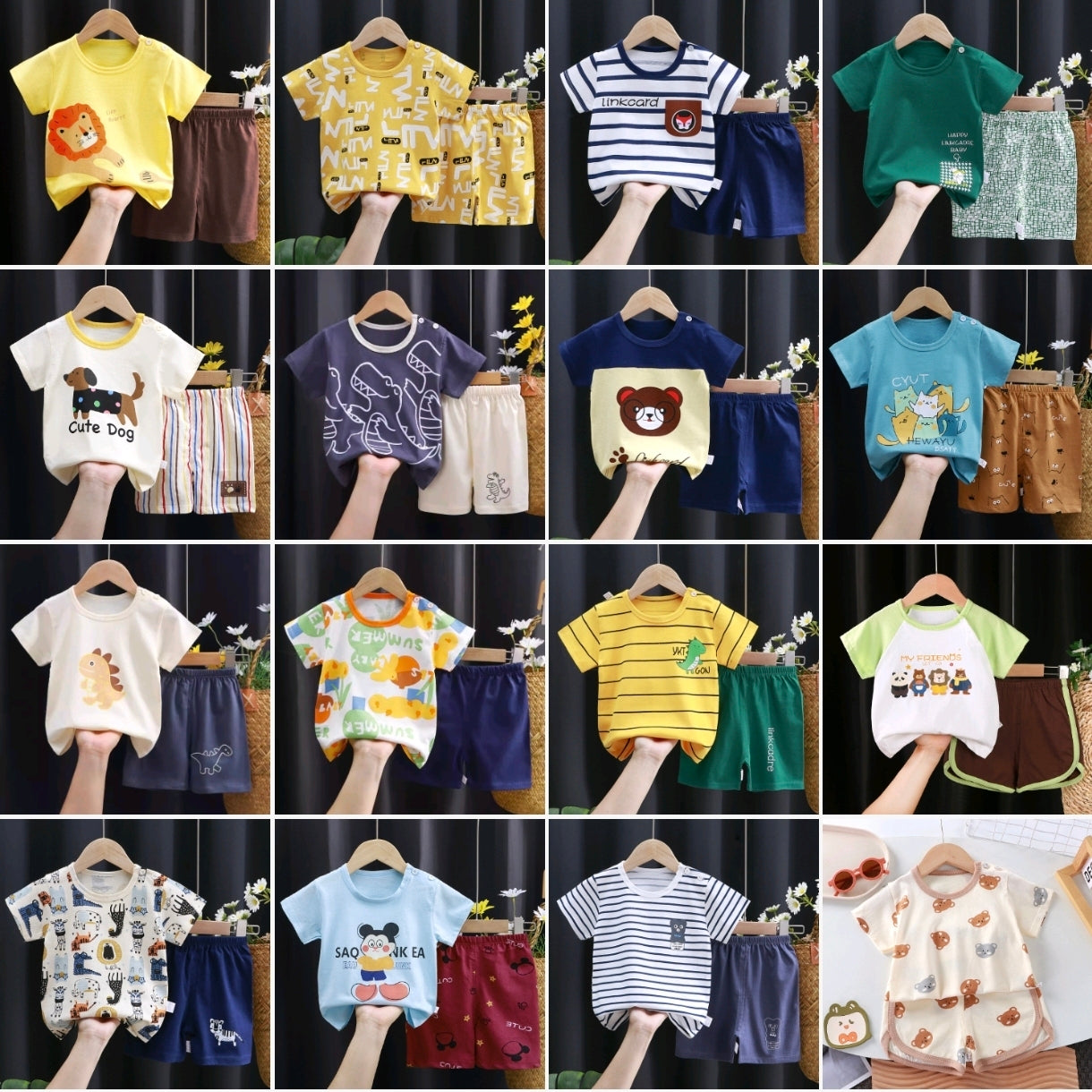 2-Piece Baby Short-Sleeve Outfit Set with T-Shirt and Shorts | Soft Cotton Outdoor Wear for Boys and Girls - Image 56