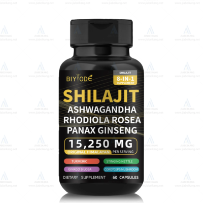 BIYODE 8-in-1 Shilajit Blend Capsules — Shilajit, Panax Ginseng, Ashwagandha, Rhodiola Rosea, Turmeric, Ginkgo Biloba, Stinging Nettle, and Cordyceps Mushroom (15250mg)