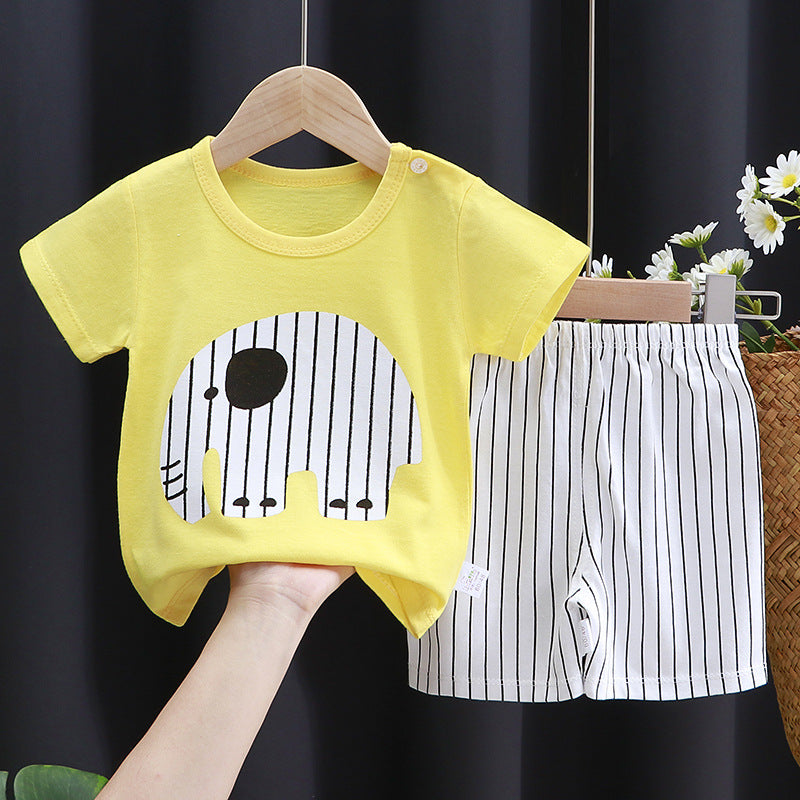 2-Piece Baby Short-Sleeve Outfit Set with T-Shirt and Shorts | Soft Cotton Outdoor Wear for Boys and Girls - Image 33