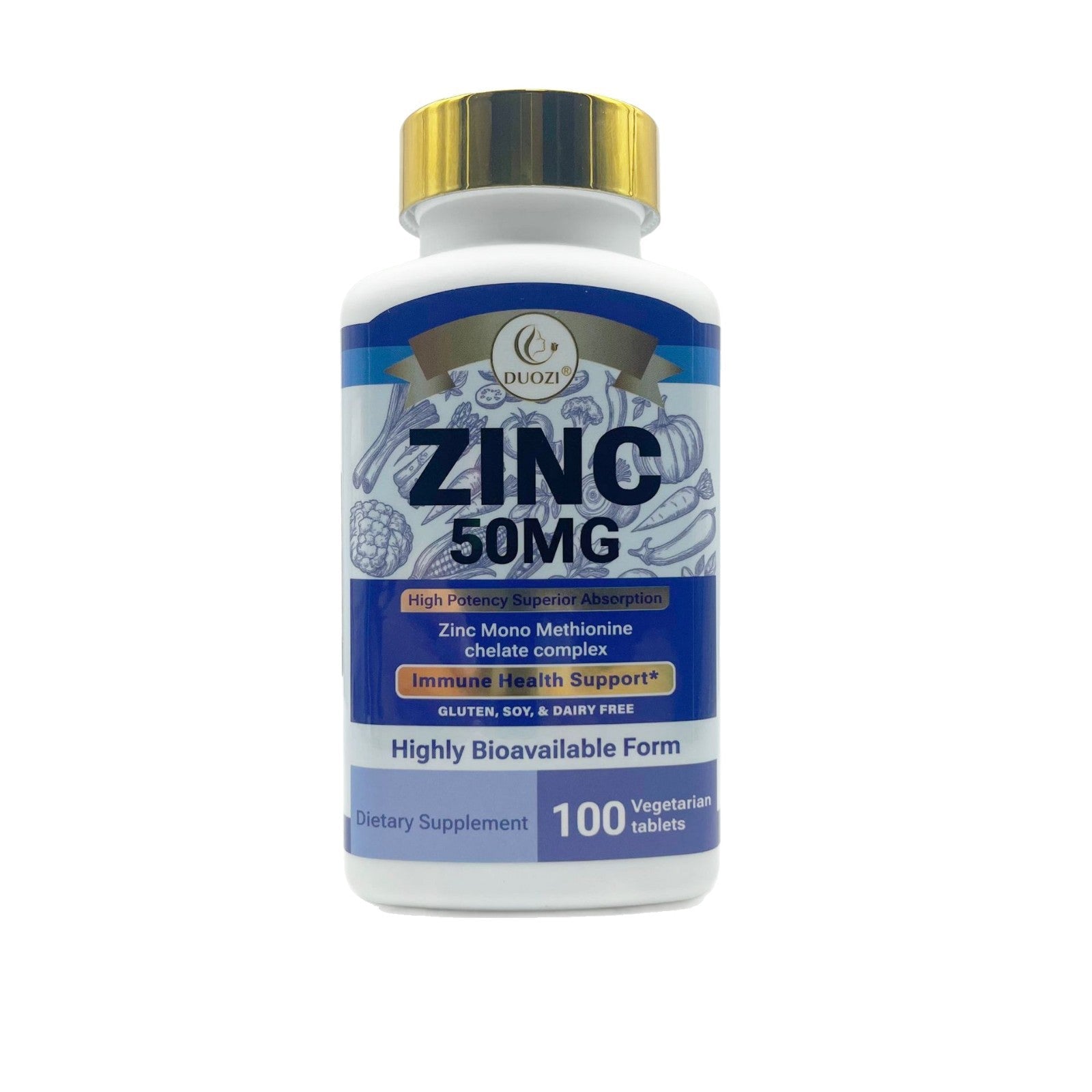 Zinc Tablets (100 tablets, 50mg) | Dietary Supplement for Immune Health, Cell Function, and Wellness Support