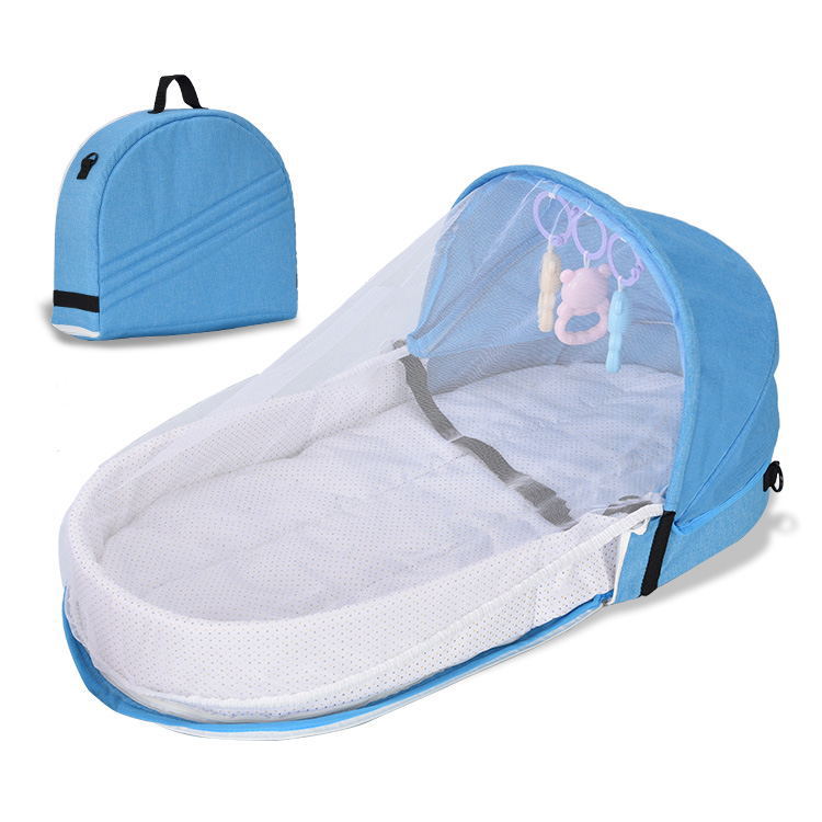 2-in-1 Portable Baby Bed with Mosquito Net and Diaper Bag (0-10 months) | Foldable Newborn Travel Bassinet - Image 10
