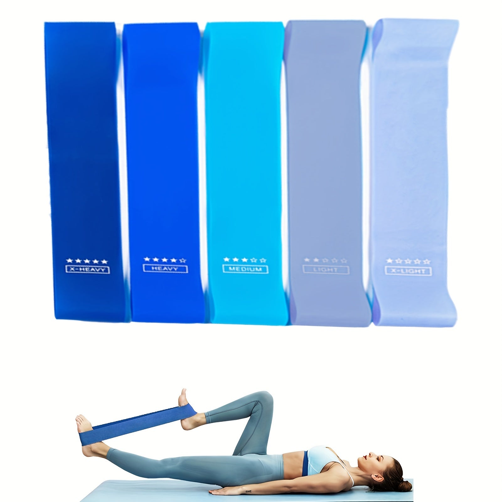 5-in-1 Resistance Loop Bands with Free Pouch (5 pieces — X-Light, Light, Medium, Heavy, and X-Heavy) - Image 8