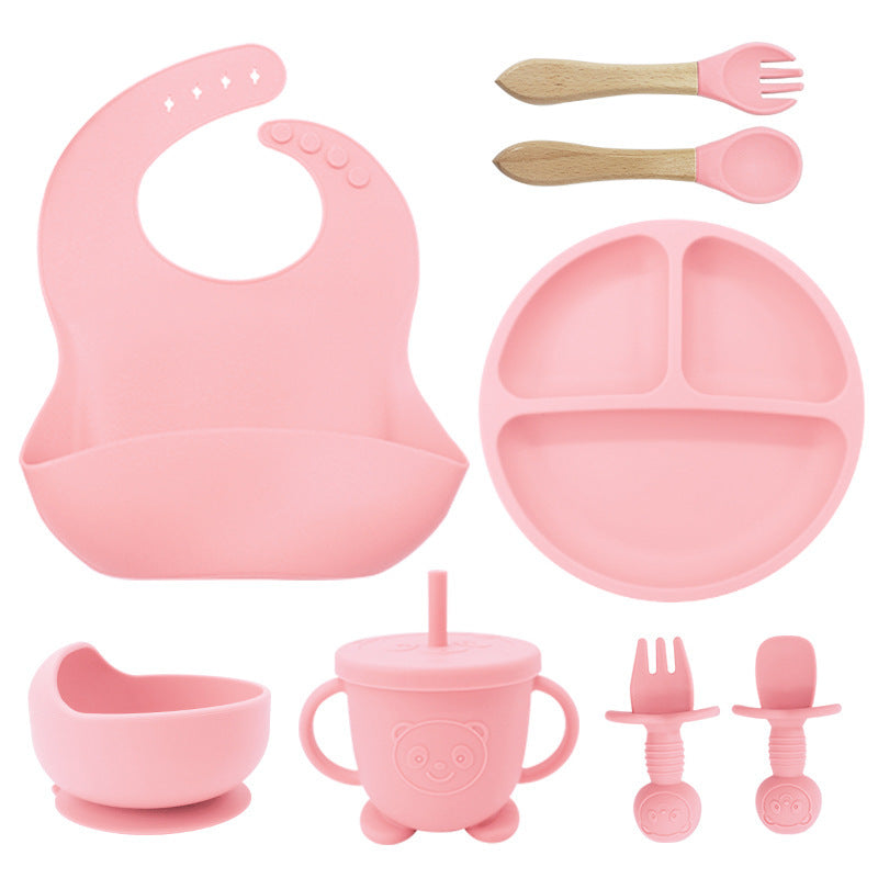 8-Piece Silicone Baby Weaning and Feeding Set with Bib, Plate, Bowl, Sippy Cup, Training Spoons, and Training Forks | Complete Baby Self-Feeding Essentials Set - Image 11
