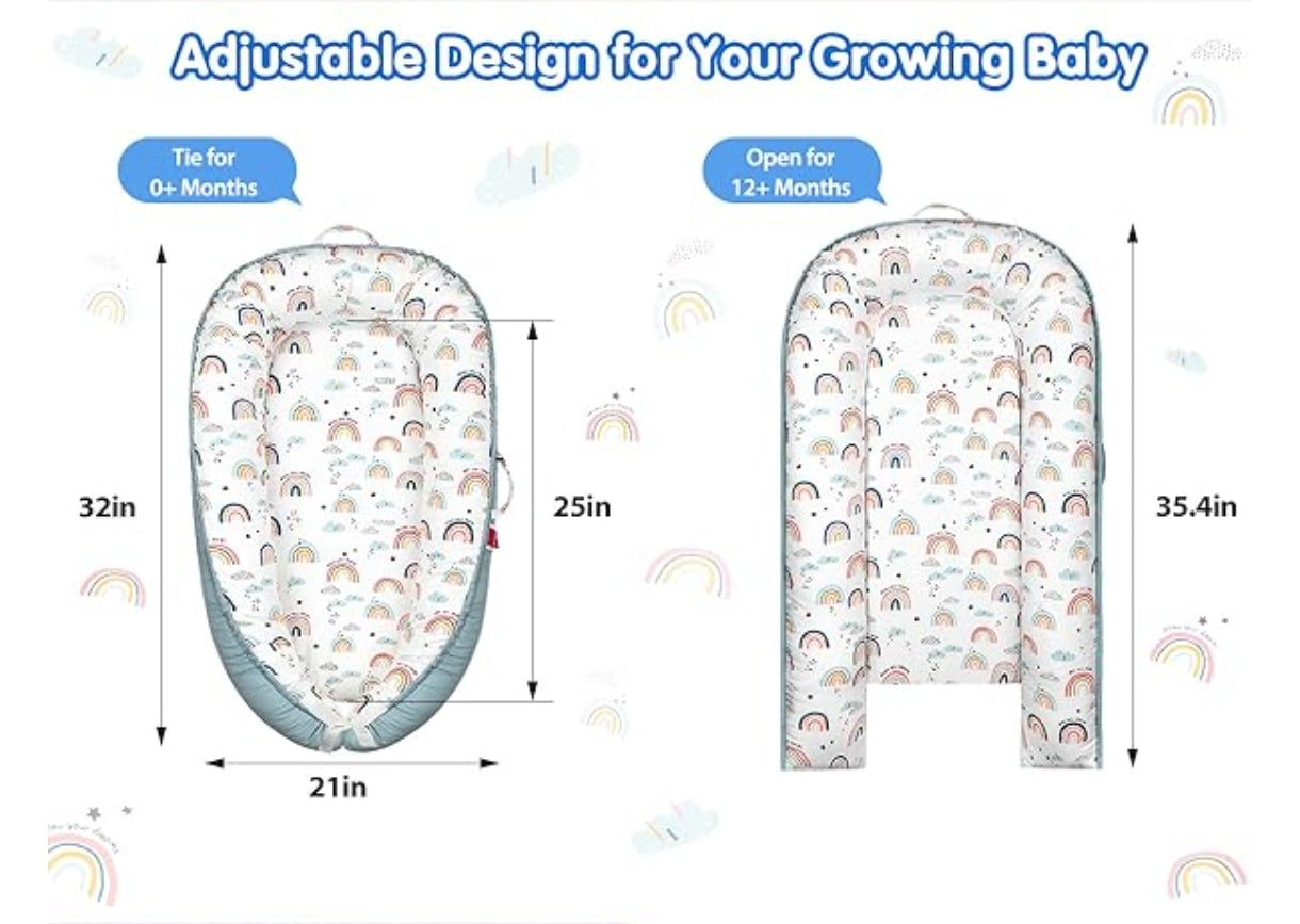 Portable Baby Nest Bed for Newborns (0-18 months old, 90*50cm size) | Travel-Friendly Baby Lounger and Co-Sleeper Bed - Image 19
