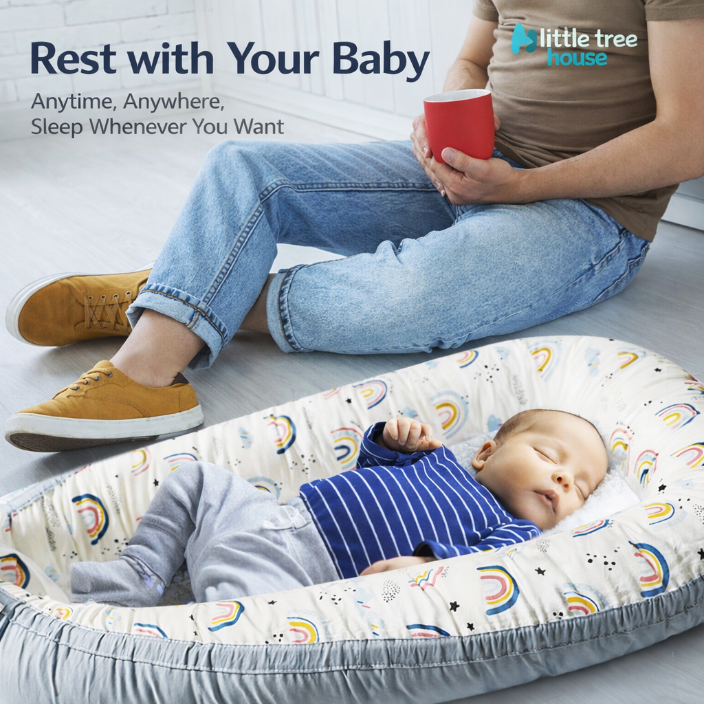 Portable Baby Nest Bed for Newborns (0-18 months old, 90*50cm size) | Travel-Friendly Baby Lounger and Co-Sleeper Bed - Image 3