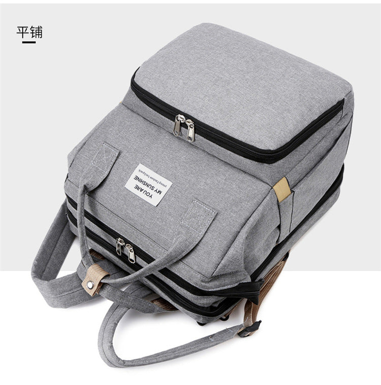 3-in-1 Convertible Diaper Bag Backpack with Crib, Changing Mat and Bottle Pockets | Mummy Bag with Built-in Foldable Bed - Image 34