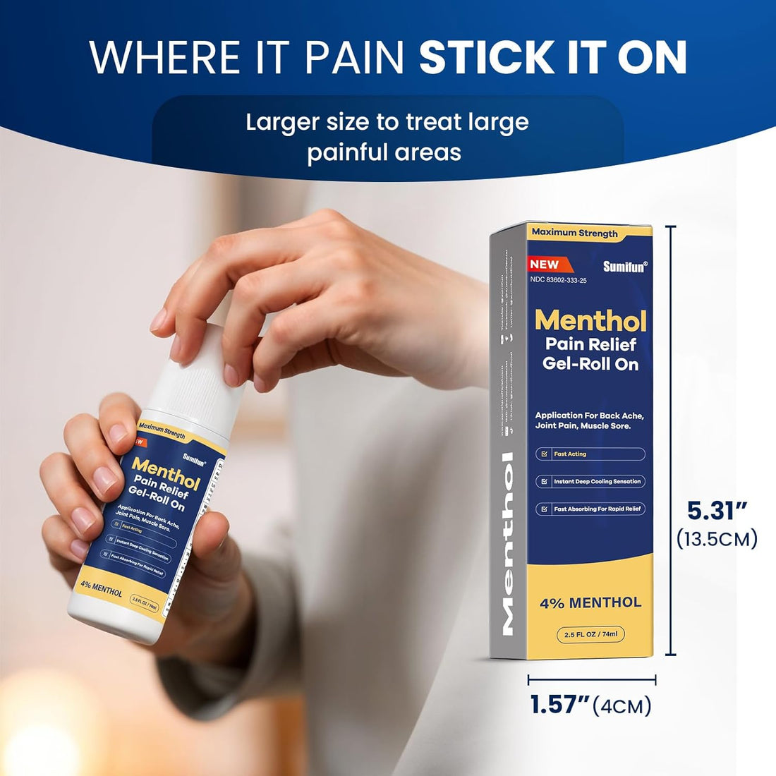 Menthol Pain Relief Gel-Roll On (4% Menthol, 74ml) | Topical Gel for Nerve, Muscle, Neck, Shoulder, Knee, and Back Pain Relief - Image 14
