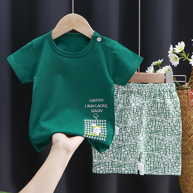 2-Piece Baby Short-Sleeve Outfit Set with T-Shirt and Shorts | Soft Cotton Outdoor Wear for Boys and Girls - Image 42