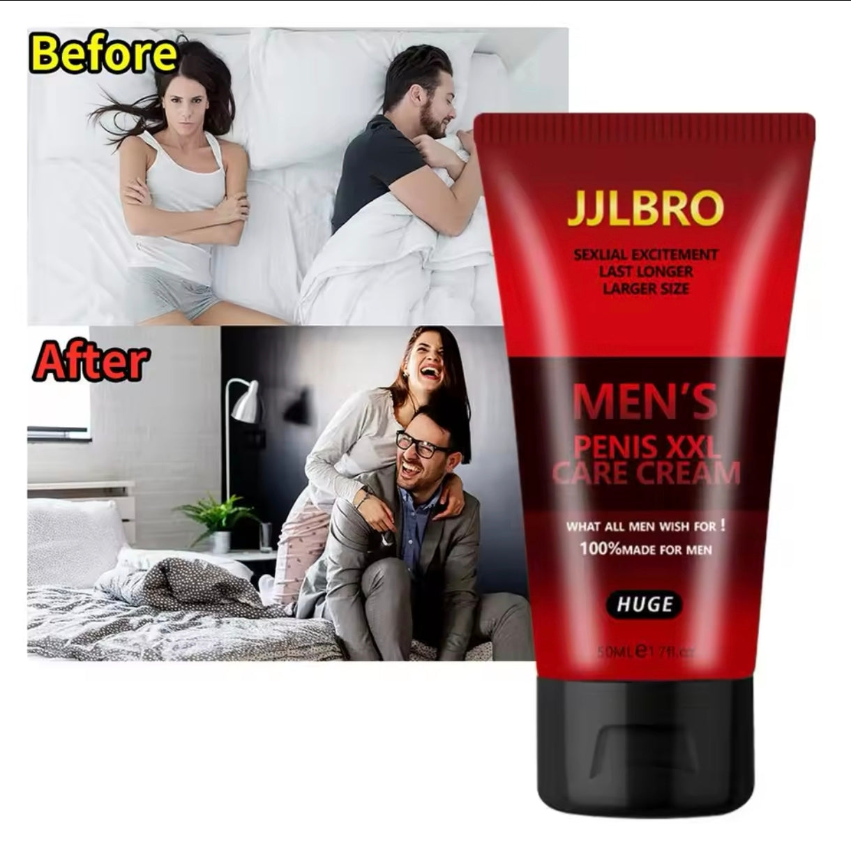JJLBRO Men's Penis XXL Care Cream (50ml) | Topical Cream for Sexual Excitement, Longer Sex, and Penis Enlargement - Image 2